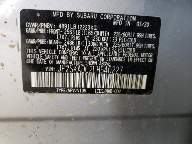 2020 SUBARU FORESTER JF2SKADC2LH540227