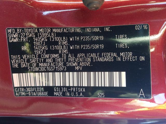 2016 TOYOTA SIENNA SE 5TDXK3DC1GS715973
