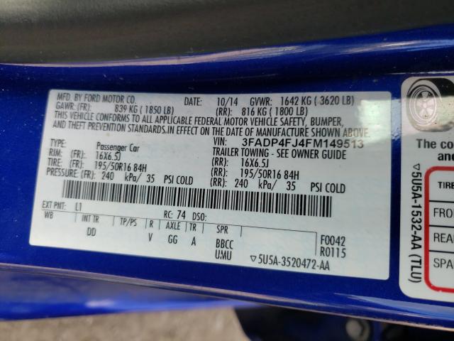 2015 FORD FIESTA TIT 3FADP4FJ4FM149513