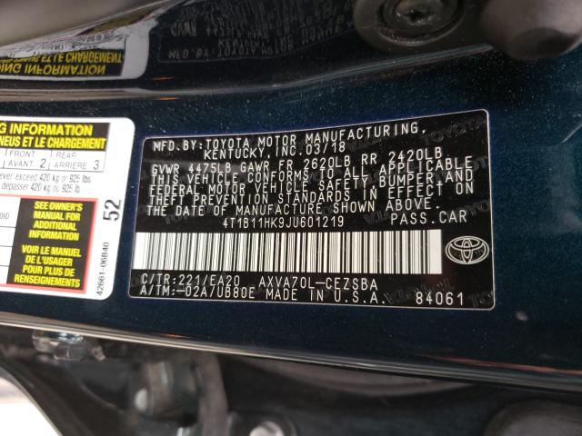 2018 TOYOTA CAMRY L 4T1B11HK9JU601219
