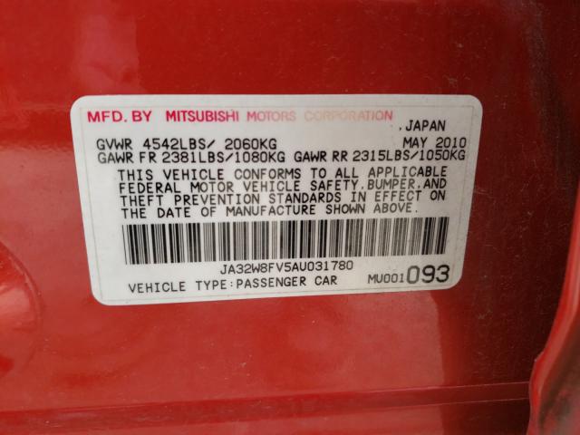 2010 MITSUBISHI LANCER EVO JA32W8FV5AU031780