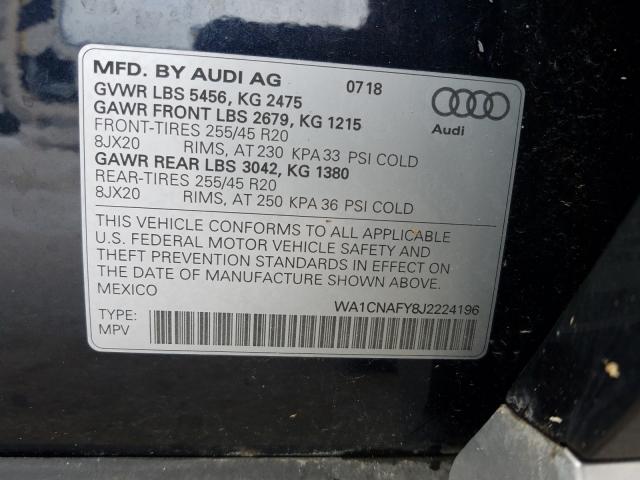 2018 AUDI Q5 PRESTIG WA1CNAFY8J2224196