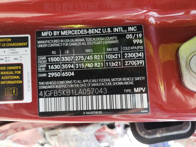 2020 MERCEDES-BENZ GLE 450 4M 4JGFB5KB1LA057043