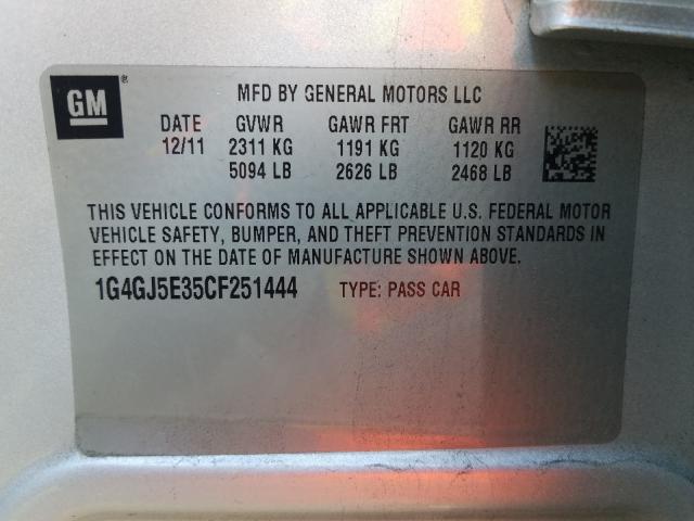 2012 BUICK LACROSSE T 1G4GJ5E35CF251444