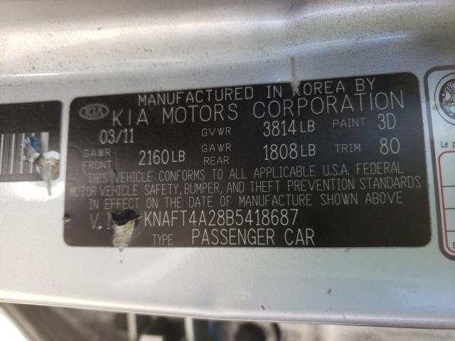 2011 KIA FORTE LX KNAFT4A28B5418687