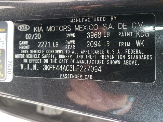 2020 KIA FORTE GT 3KPF44AC3LE227094
