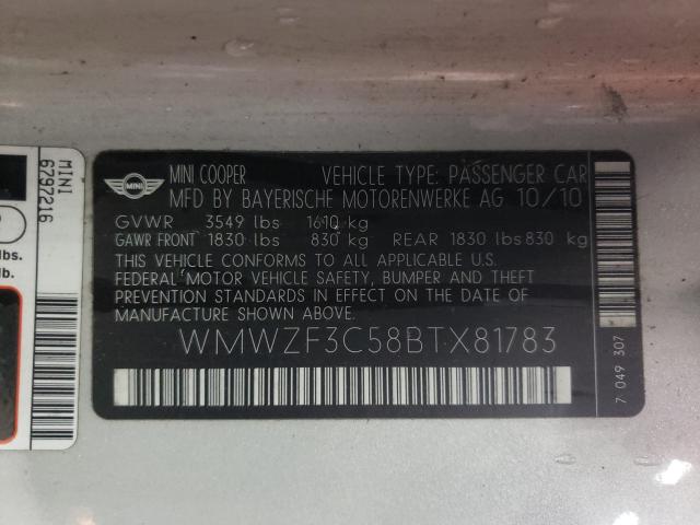 2011 MINI COOPER CLU WMWZF3C58BTX81783