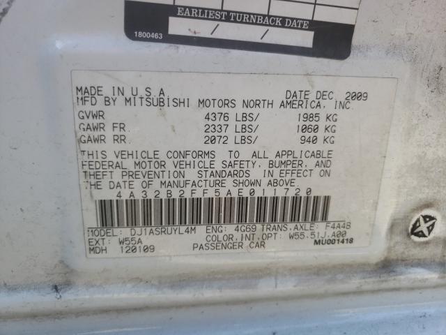 2010 MITSUBISHI GALANT FE 4A32B2FF5AE011720