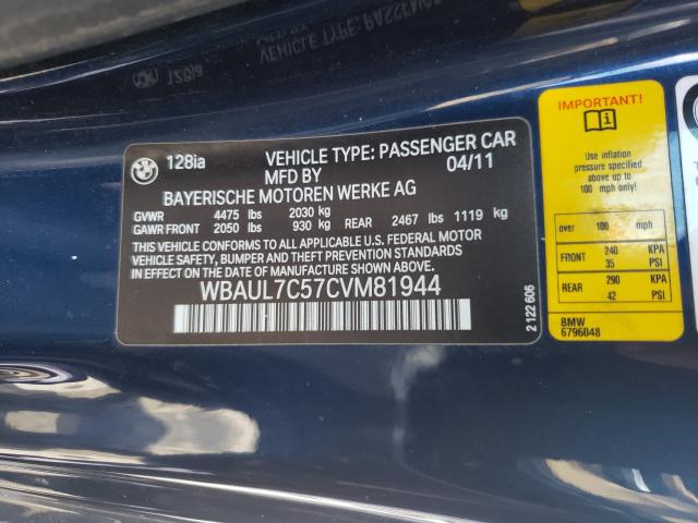 2012 BMW 128 I WBAUL7C57CVM81944