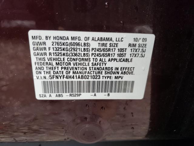 2010 HONDA PILOT EX 5FNYF4H41AB021023