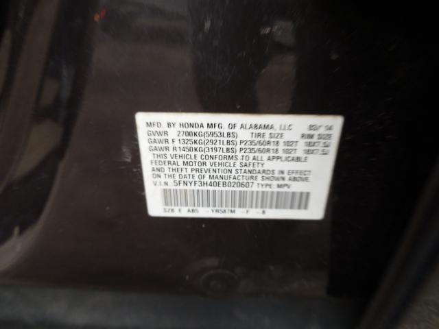 2014 HONDA PILOT EX 5FNYF3H40EB020607