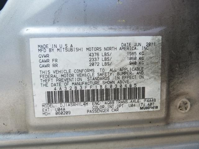 2011 MITSUBISHI GALANT ES 4A32B3FF1BE030465
