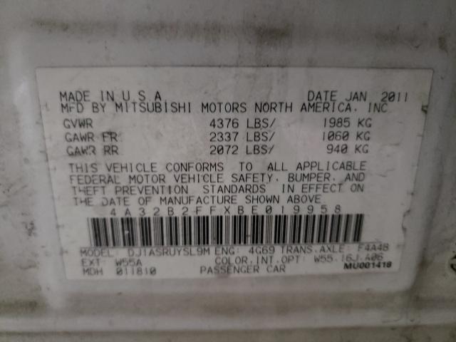 2011 MITSUBISHI GALANT FE 4A32B2FFXBE019958
