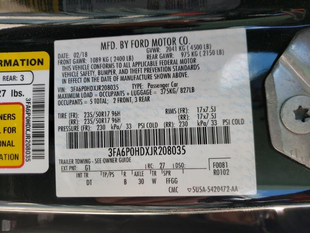2018 FORD FUSION SE 3FA6P0HDXJR208035