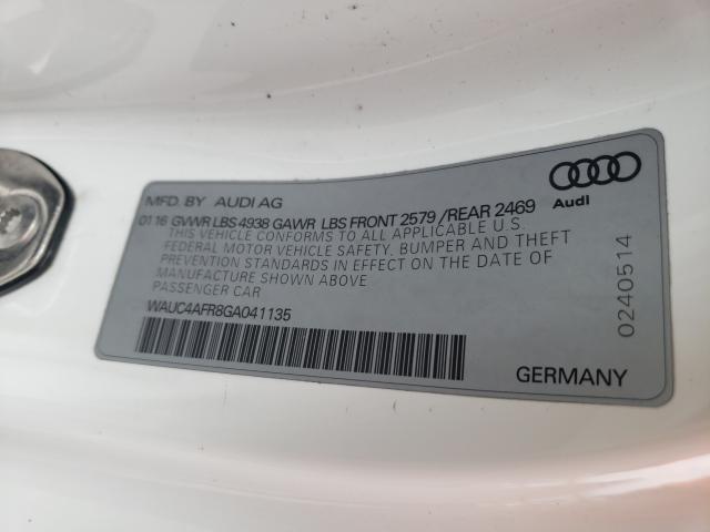 2016 AUDI S5 PREMIUM WAUC4AFR8GA041135