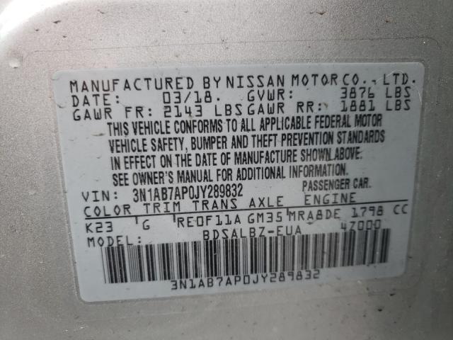2018 NISSAN SENTRA S 3N1AB7AP0JY289832