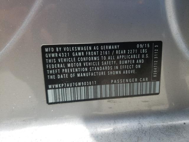 2016 VOLKSWAGEN E-GOLF SE WVWKP7AU7GW903817