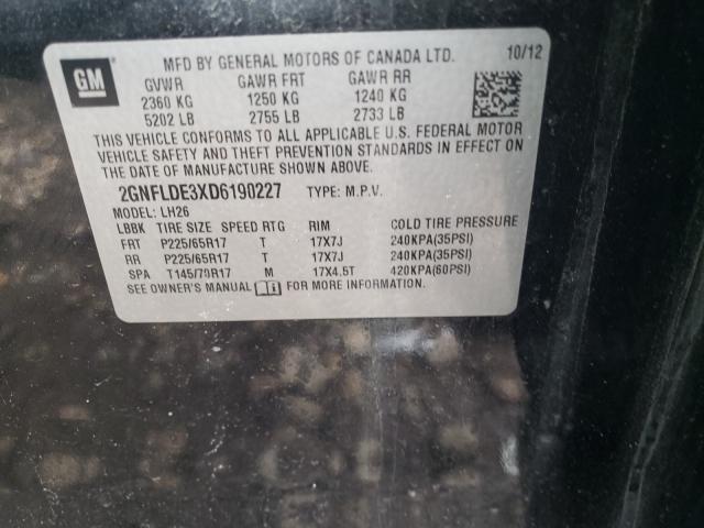 2013 CHEVROLET EQUINOX LT 2GNFLDE3XD6190227