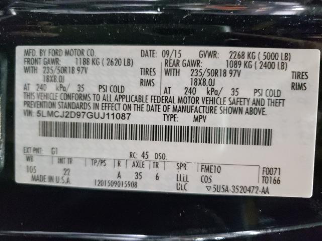 2016 LINCOLN MKC SELECT 5LMCJ2D97GUJ11087