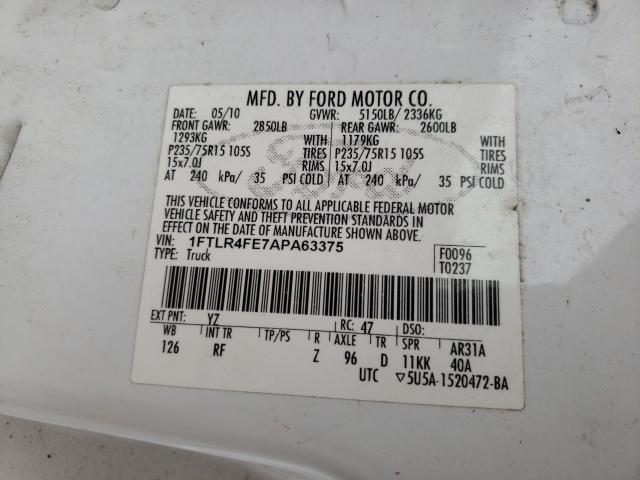 2010 FORD RANGER SUP 1FTLR4FE7APA63375