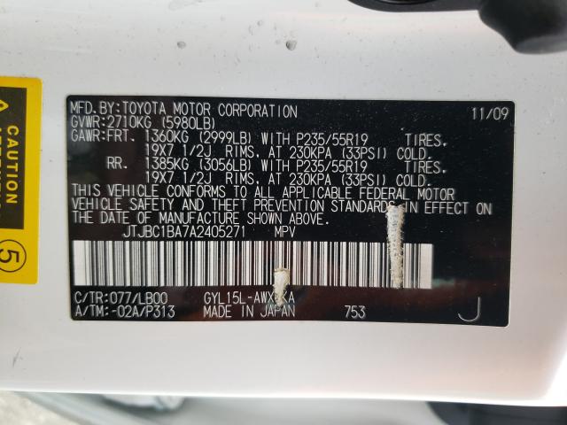 2010 LEXUS RX 450 JTJBC1BA7A2405271