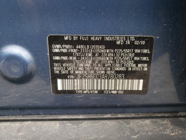 2010 SUBARU FORESTER JF2SH6CC3AH780283