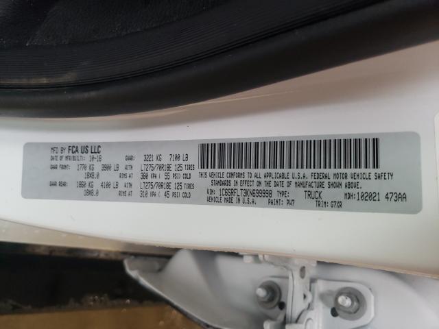 2019 RAM 1500 REBEL 1C6SRFLT3KN699998