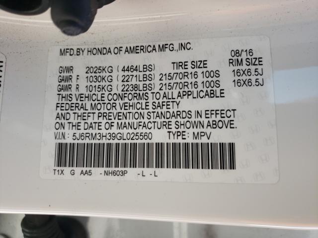2016 HONDA CRV LX 5J6RM3H39GL025560
