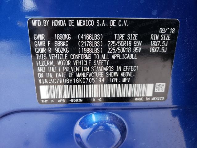 2019 HONDA HR-V SPORT 3CZRU6H16KG705194