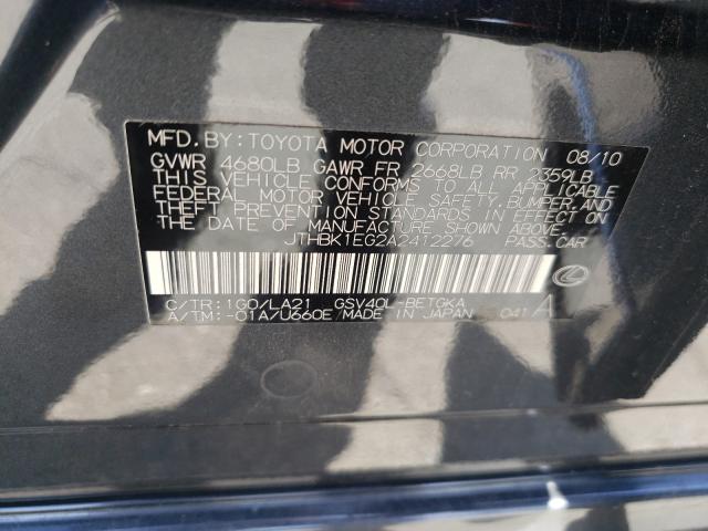 2010 LEXUS ES 350 JTHBK1EG2A2412276