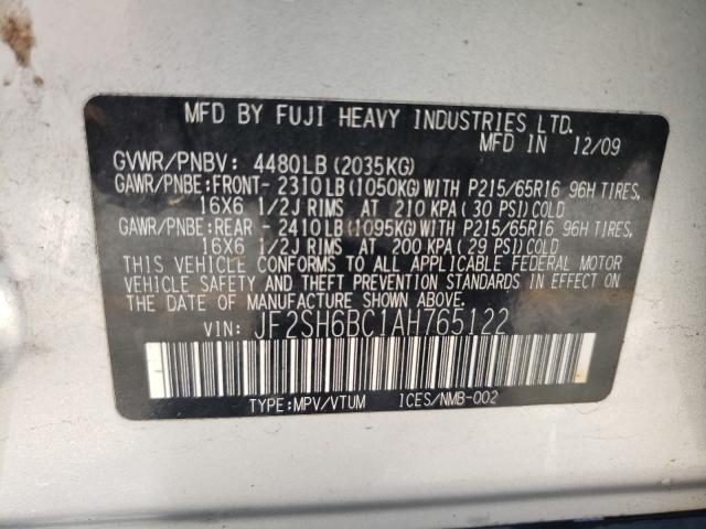2010 SUBARU FORESTER X JF2SH6BC1AH765122