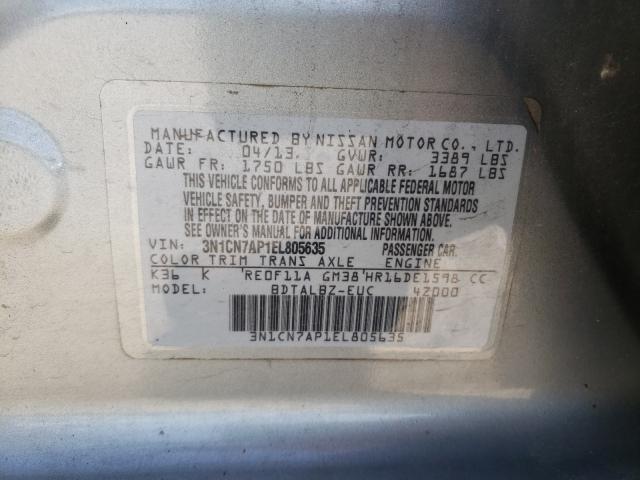 2014 NISSAN VERSA 3N1CN7AP1EL805635