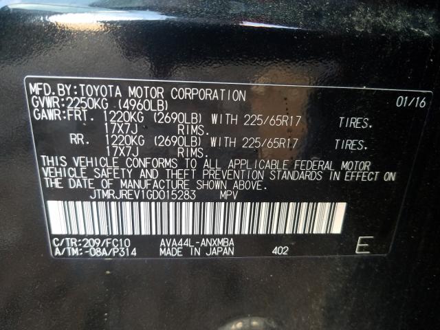 2016 TOYOTA RAV4 HV XL JTMRJREV1GD015283
