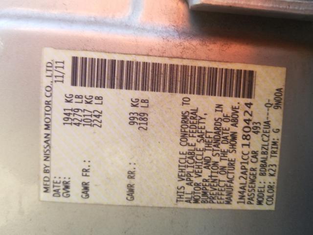 2012 NISSAN ALTIMA BAS 1N4AL2AP1CC180424