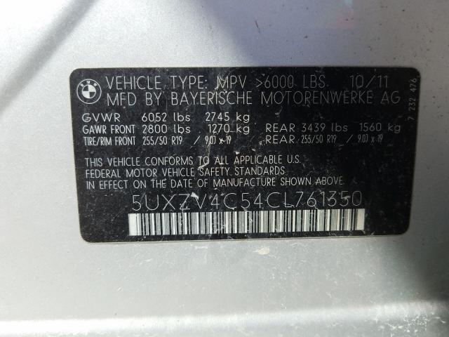 2012 BMW X5 XDRIVE3 5UXZV4C54CL761350