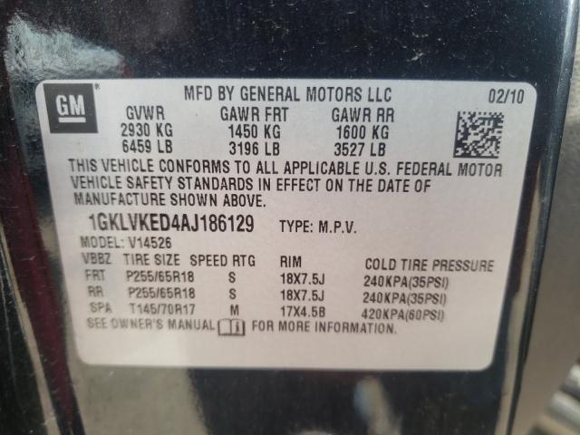 2010 GMC ACADIA SL 1GKLVKED4AJ186129