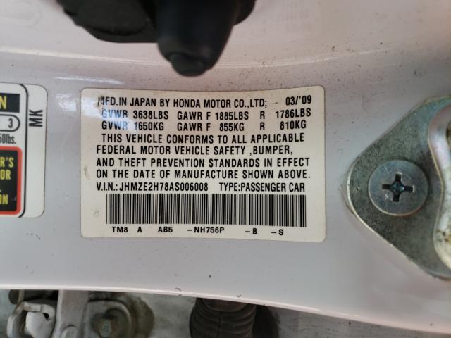 2010 HONDA INSIGHT EX JHMZE2H78AS006008