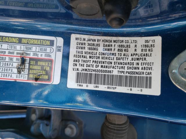 2013 HONDA INSIGHT LX JHMZE2H53DS005867