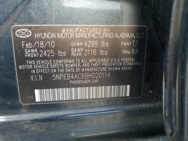 2011 HYUNDAI SONATA GLS 5NPEB4AC6BH020114