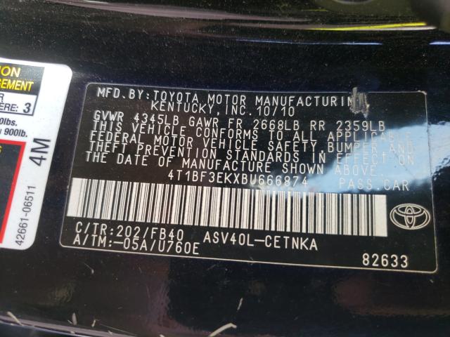 2011 TOYOTA CAMRY BASE 4T1BF3EKXBU666874