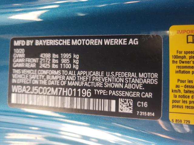 2021 BMW M240I WBA2J5C02M7H01196