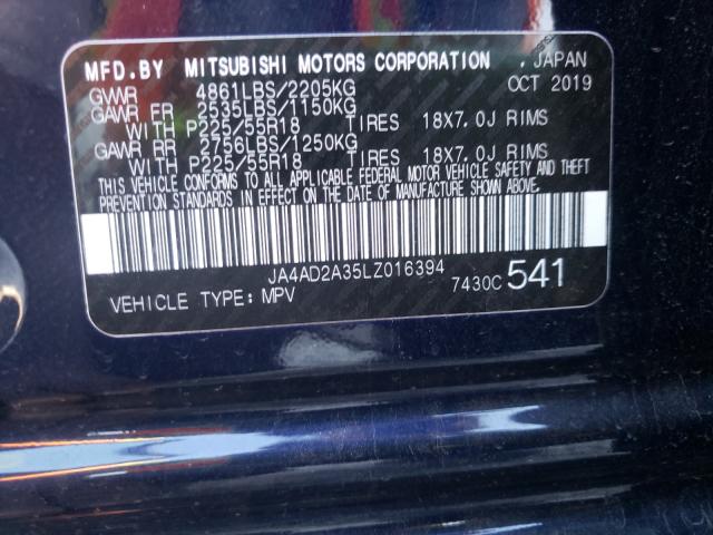 2020 MITSUBISHI OUTLANDER JA4AD2A35LZ016394