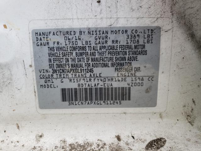 2016 NISSAN VERSA 3N1CN7APXGL911245