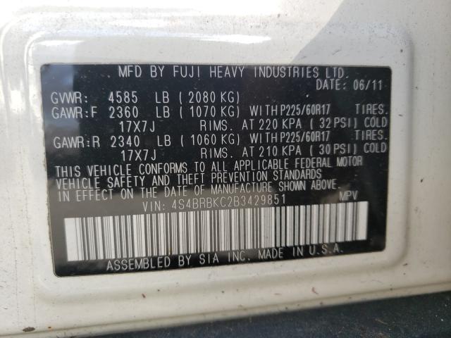 2011 SUBARU OUTBACK 2. 4S4BRBKC2B3429851
