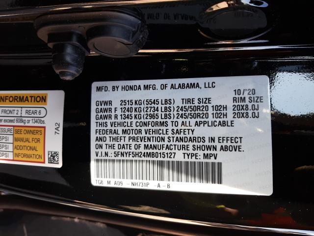 2021 HONDA PILOT SE 5FNYF5H24MB015127