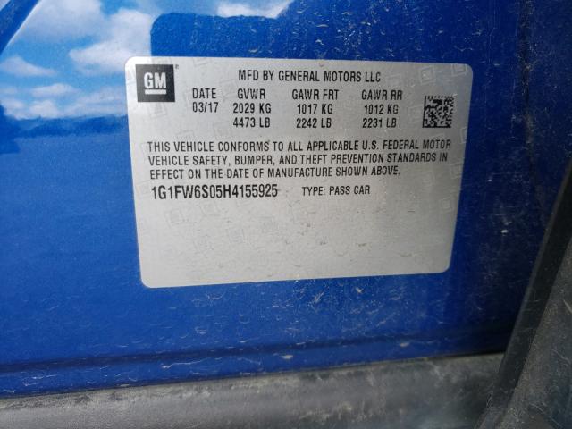 2017 CHEVROLET BOLT EV LT 1G1FW6S05H4155925