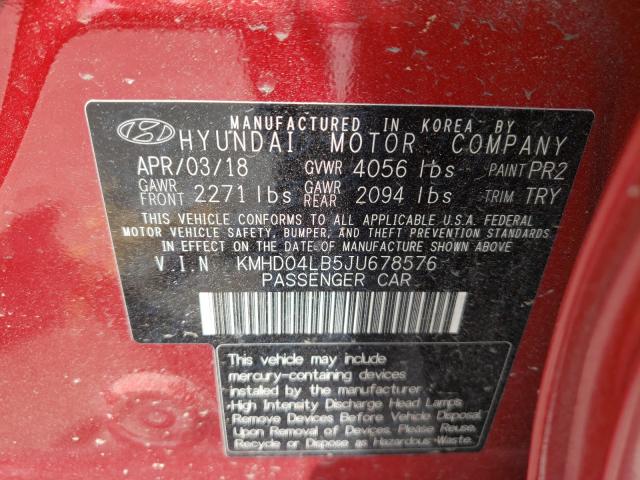 2018 HYUNDAI ELANTRA SP KMHD04LB5JU678576
