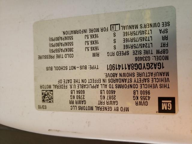 2010 CHEVROLET EXPRESS G3 1GA2GYDG8A1141901