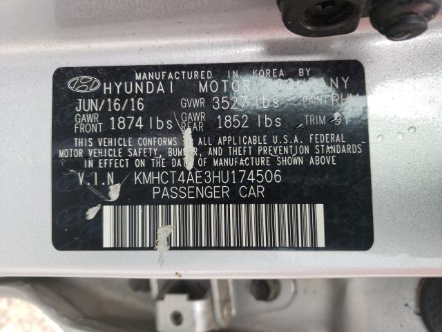 2017 HYUNDAI ACCENT SE KMHCT4AE3HU174506