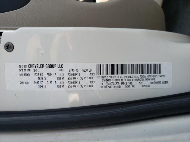 2012 DODGE GRAND CARA 2C4RDGCG9CR139549